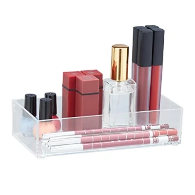 Afbeelding van Relaxdays lade organizer transparant stapelbaar ladeverdeler lage make up