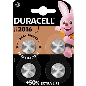 Afbeelding van Duracell Lithium knoopcelbatterij CR2016 4 stuks