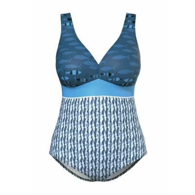Afbeelding van Ulla Popken Badpak, Dames, Maat: 42, Fir green