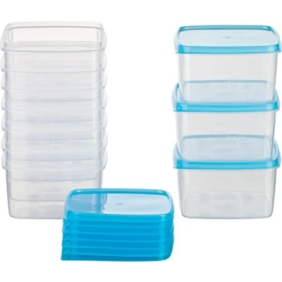 Afbeelding van Kigima Diepvriesdoos vierkant 11x11x6,4 cm 0,5L (10 stuks) lichtblauw