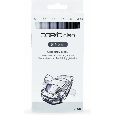 Afbeelding van COPIC ciao Marker Hobby 5 markers + 1 fineliner set grijstinten