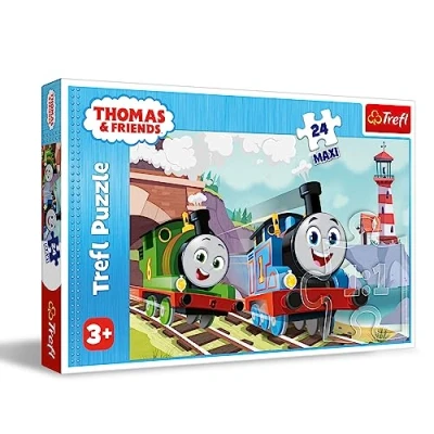 Afbeelding van Trefl Thomas and Friends, Tom en Percy op de rails puzzel 24 maxi grote stukjes, kleurrijke met helden uit sprookjes, creatieve ontspanning, plezier voor kinderen vanaf 3 jaar