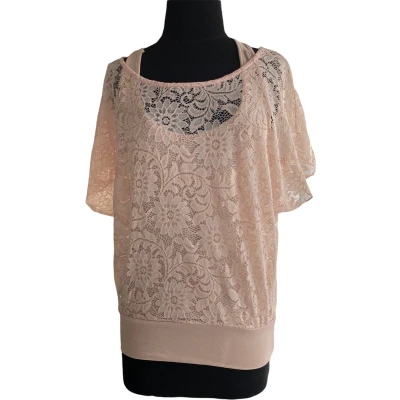 Afbeelding van Blouse, kant, roze, one size