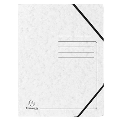 Afbeelding van Exacompta 555406E elastiekmap, zonder klep, met lijnopdruk op de voorkant, glanzende karton, 355gm2, voor A4 documenten, 5 stuks, wit