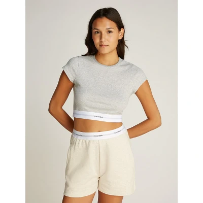 Afbeelding van Calvin Klein Underwear CROP TEE Pyjamashirt, Dames, Maat: Large, Grey heather