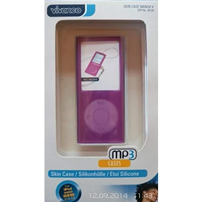 Afbeelding van Vivanco Skin Case Silicone (Anti Dust Finish, toegang tot de koptelefoonaansluiting en docking poort, Lanyard 45 cm) voor Applei Pod Nano 4G violet