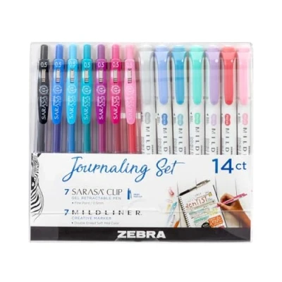 Afbeelding van Zebra Pen MILDLINER Dual Tip Markeerstift Journaling Set, Gel Pennen &amp; Pastel Highlighters Multipack, Brede Fijne Markers Highlighters, Dubbele Pennen, Diverse Kleuren, 14st
