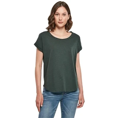 Afbeelding van Build your Brand dames Long Slub Tee T shirt met korte mouwen voor van katoen in vele kleuren verkrijgbaar, maten XS 5XL, groen (bottle green),
