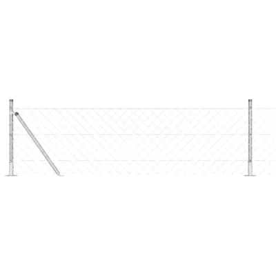 Afbeelding van vidaXL Kettinglink hek met 7 flenspalen 0.6x10 m Gegalvaniseerd staal