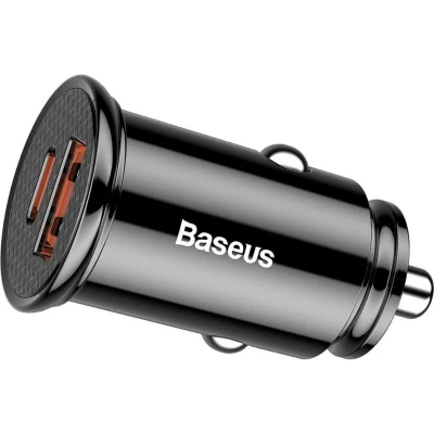 Afbeelding van Baseus Fast Charge Autolader 30W USB + C Zwart