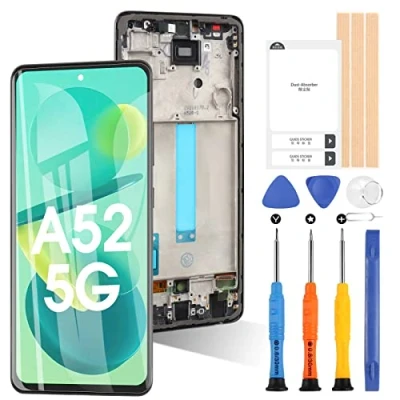 Afbeelding van Scherm, voor Samsung Galaxy A52 5G A526B, lcd display, touch digitizer, reserveonderdelen reparatie met gereedschap, zwart frame, niet 4G A525F en A52s
