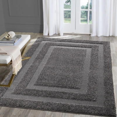 Afbeelding van Luxus Shaggy Hoogpolig Vloerkleed Modern Geometrisch Design Effen Grijs Rechthoekig Zacht en Luxe Tapijt Rechthoek Polypropyleen 80x150