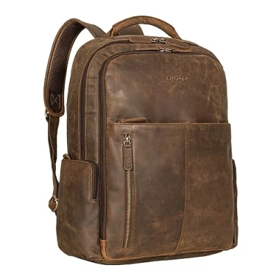 Afbeelding van STILORD &#039;Sherlock&#039; Leren Rugzak voor Mannen en Vrouwen Vintage Studenten Stadsrugzak Grote Boodschapper Retro, Kleur:zamora bruin