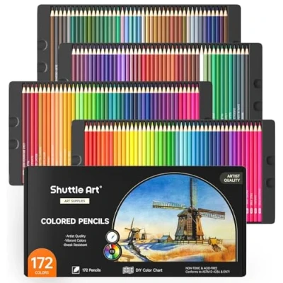 Afbeelding van Shuttle Art 172 Kleurpotloden, zachte kern Kleurpotlodenset voor volwassenen Kleurboeken Kunstenaar Tekenen Schetsen Knutselen