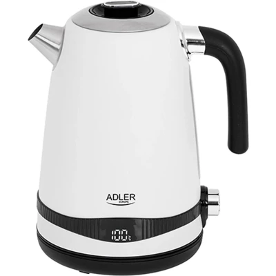 Afbeelding van Adler Satijn Witte Waterkoker Met LCD Display 1,7L