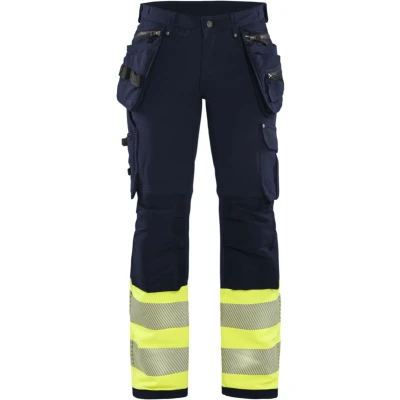 Afbeelding van Blaklader Dames High Vis 4 weg stretch werkbroek 7193 1642 Marine/High Geel C44