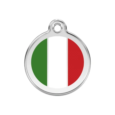 Afbeelding van Italian Flag roestvrijstalen hondenpenning medium/gemiddeld dia. 3 cm RedDingo