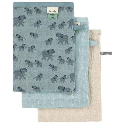 Afbeelding van Trixie Tetra Washandjes 3 Pack Mix Fierce Fox Enchanting Elephant