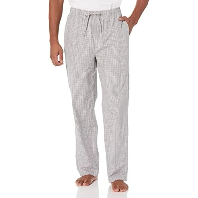Afbeelding van Amazon Essentials Men&#039;s Geweven pyjamabroek met rechte pasvorm, Grijs Plaid, M