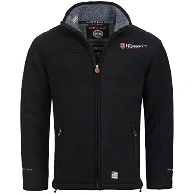 Afbeelding van Geographical Norway UREKA fleecejack voor heren, warme voering van teddybont, mt. S XXXL, zwart,