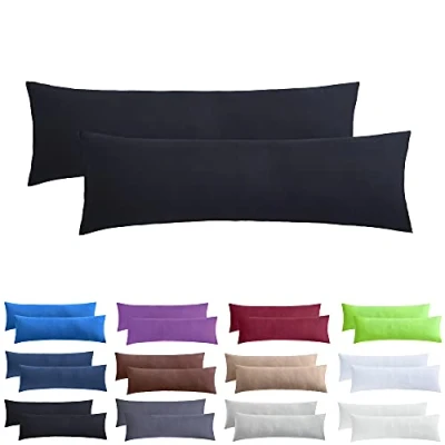 Afbeelding van NatureMark 2 pack jersey kussensloop kussenslopen zijslaper hoofdkussen nekkussen vele maten en kleuren OEKO TEX (40 x 145 cm (zijslaper / zoogkussensloop), zwart)...