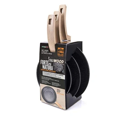 Afbeelding van ALLUFLON Etnea Wood Braadpan met antiaanbaklaag, 20 24 28, aluminium, zwart steenlook 28 cm