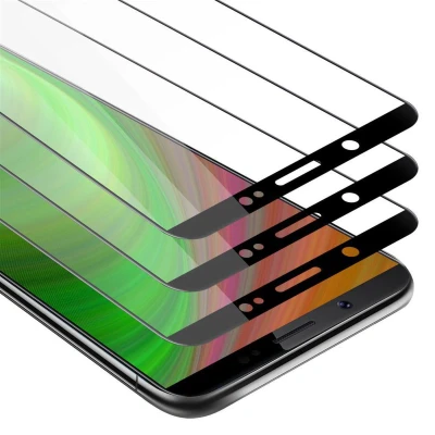 Afbeelding van Cadorabo 3x Screenprotector geschikt voor Vivo V7 Volledig scherm pantserfolie Beschermfolie in TRANSPARANT met ZWART Getemperd (Tempered) Display beschermend glas 9H hardheid 3D Touch