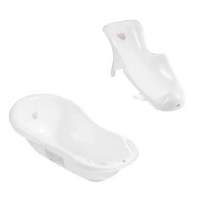 Afbeelding van Hylat Baby Praktische Babybad Lite met stop en Badzitje antislip &amp; comfortabel voor de eerste levensmaanden, Kleur: Wit, Motief: Hug Me