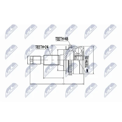 Afbeelding van Homokineet reparatie set, aandrijfas NTY NPZ KA 311
