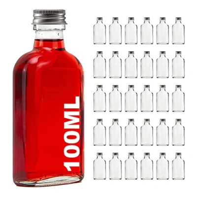 Afbeelding van casavetro Lege glazen flessen, 100 ml, 30 stuks, zak likeurflessen met schroefdop, ml wijnfles, jeneverfles azijn, olie, fles om te vullen, 0,1 liter (30 x ml)