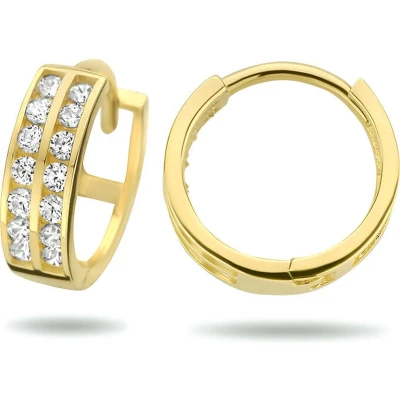 Afbeelding van 9K geelgoud kleurig klapoorringen zirkonia 11,5 mm 8000160
