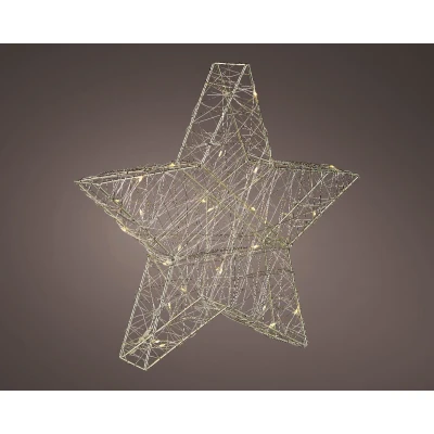 Afbeelding van Stalen 3D kerstster op batterijen met 30 Micro LED lampjes 29CM