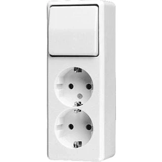 Afbeelding van Jung combinatie stopcontact wissel AP600 creme 626A