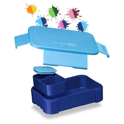 Afbeelding van My Vesperbox Lite Bento Box lunchbox voor kinderen; extreem sterke broodtrommel; ideaal de kinderopvang en school (deksel lichtblauw/bodyblauw)
