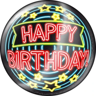 Afbeelding van Button Happy Birthday NEON