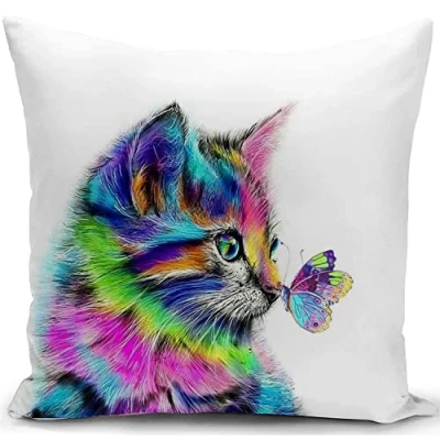 Afbeelding van KUNQIAN Kussenhoes voor katten, cadeaus vrouwen, kattenliefhebbers, kussensloop, decoratie, thuis, woonkamer, bank, bed, decoratieve 45 x cm