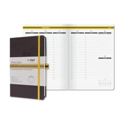 Afbeelding van SIGEL L2603 Wochenkalender Linescape 2026, ca. A5, , dunkelgrau, gelb: Agenda Linescape, Sun, Hardcover