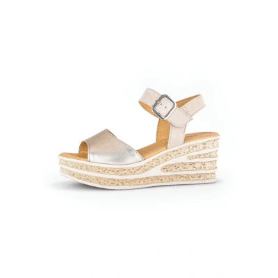 Afbeelding van Gabor Keilsandaletten Sandalen met plateauzool, Dames, Maat: 42.5, Beige Schoenen