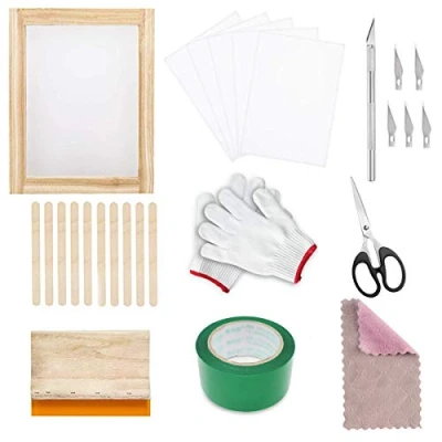 Afbeelding van Screen Printing Set,Zeefdruk Set,Durable Safe Silk Frame Mesh Kit Starter Tool Set