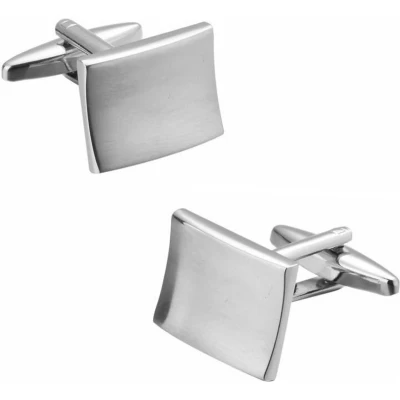 Afbeelding van Fako Bijoux® Manchetknopen Rechthoek Gebogen 18x14mm Poli/Mat Zilverkleurig