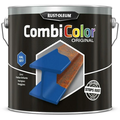 Afbeelding van rust oleum combicolor hoogglans ral 5017 verkeersblauw 2.5 ltr