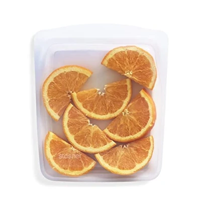 Afbeelding van Stasher Siliconen herbruikbare opbergtas, kwart (doorzichtig), voedselmaaltijdvoorbereiding opslagcontainer, lunch, reizen, make up, gymtas, vriezer, oven, magnetron, vaatwasmachinebestendig, lekvrij