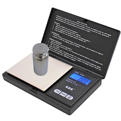 Afbeelding van G&amp;G MS B +G Precisieweegschaal met 200 g M1 kalibratiegewicht, 300 g/0,01 g, zakweegschaal, goudweegschaal, muntweegschaal