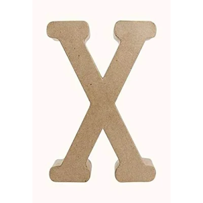 Afbeelding van Décopatch Ref AC417O Papier Maché Alfabet Grappige kleine letter&quot;X&quot; Leuk om te versieren met Papers, Lijm &amp; Vernis, 5 x 22 23cm Bruin