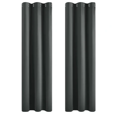 Afbeelding van Deconovo Gordijnen Verduisterend, Kant en Klaar met Ringen, Thermische voor Slaapkamer Woonkamer, 107x229 cm (B x H), Donkergrijs, 2 stuks