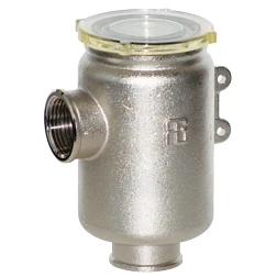 Afbeelding van Messing vernikkeld koelwaterfilter met rvs 316 zeef 3/8 h=105mm 1800l/u