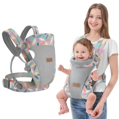 Afbeelding van IULONEE Draagzak Ergonomisch Multifunctioneel Draagdoek Lichtgewicht Ademend voor Baby&#039;s van 3 36 Maanden (Minder dan 20kg) Blauw