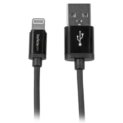 Afbeelding van StarTech.com 1 m zwarte Apple 8 polige Lightning connector naar USB kabel voor iPhone / iPod iPad