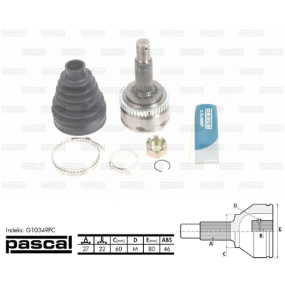 Afbeelding van Homokineet reparatie set, aandrijfas PASCAL G10349PC