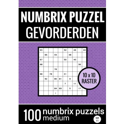 Afbeelding van Puzzelboek met 100 Numbrix Puzzels voor Gevorderden NR.11 Puzzel Medium
